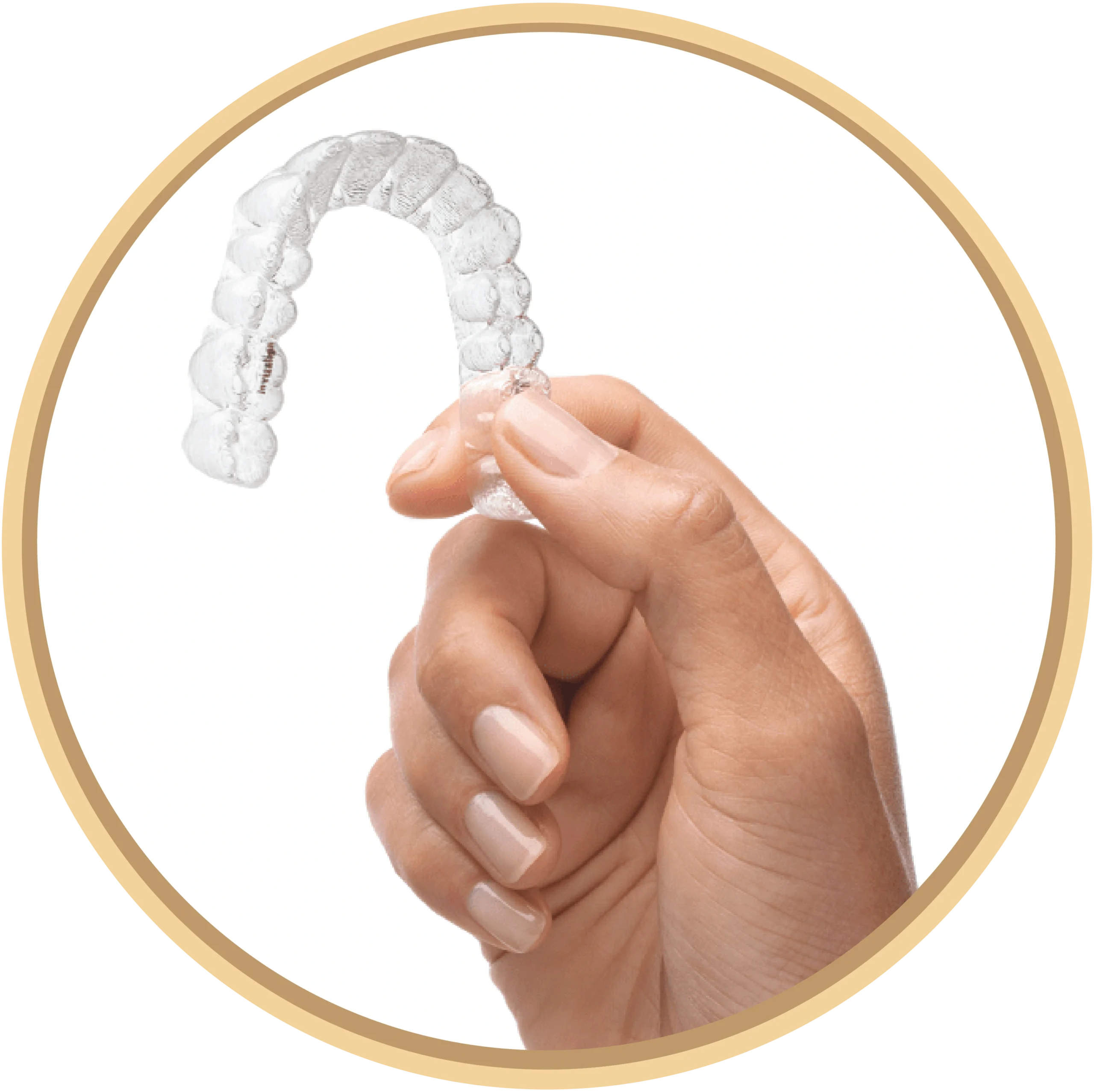 Hand holding invisalign aligners 