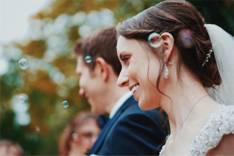 Woman smiling on wedding day